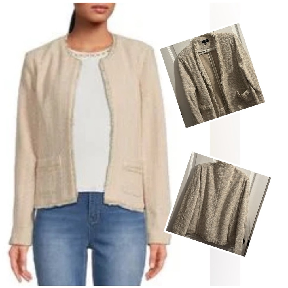 Tahari ASL Women’s Open Front Metallic Boucle Blazer, Size 18. NWT
